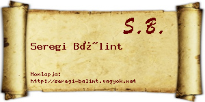 Seregi Bálint névjegykártya